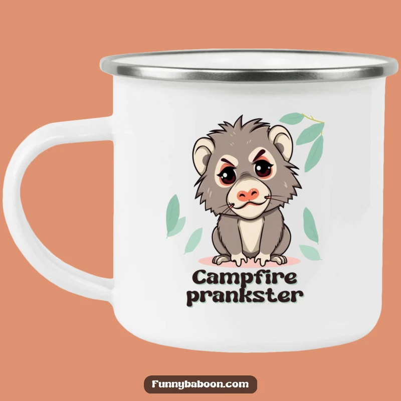 Funny Kawaii Baboon Face Camping Mug: Hilarious Primate Drinkware for Gifts