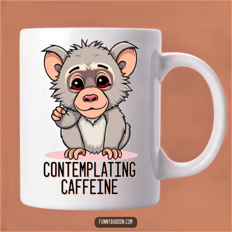 Funny Kawaii Baboon Curious Mug: Hilarious Primate Pose Gift for Thinkers