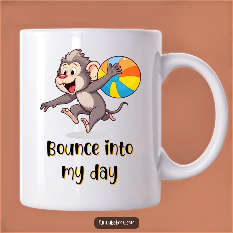 Funny Kawaii Baboon Ball Chase Mug: Hilarious Primate Action Gift for Fun Lovers