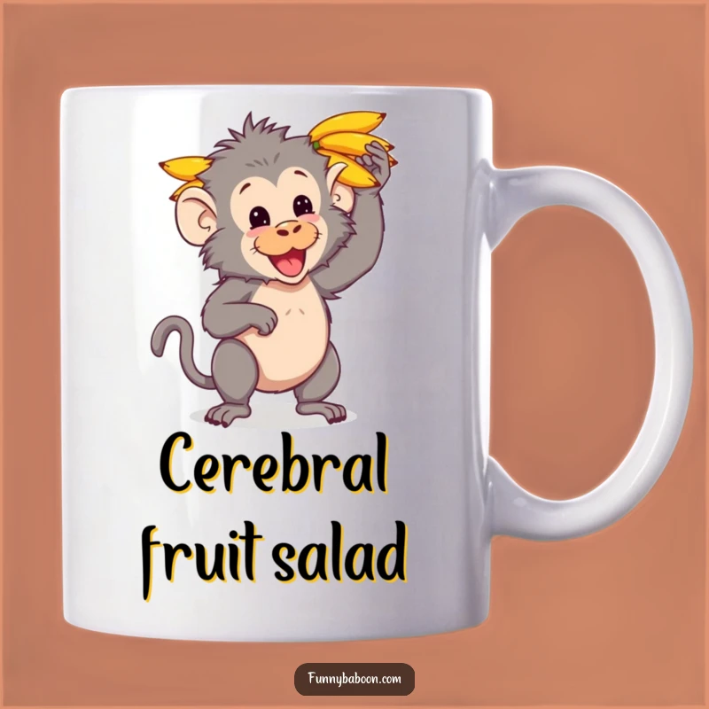 Funny Kawaii Baboon Banana Head Mug: Hilarious Primate Gift for Comedy Lovers