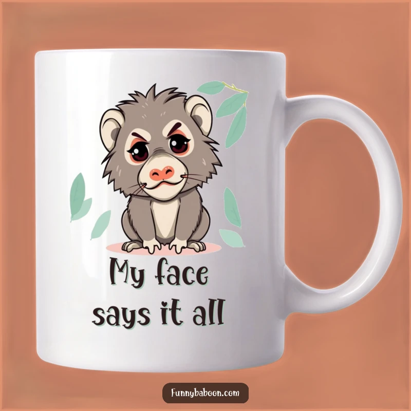 Funny Kawaii Baboon Mischief Mug: Hilarious Primate Face Gift for Jokers