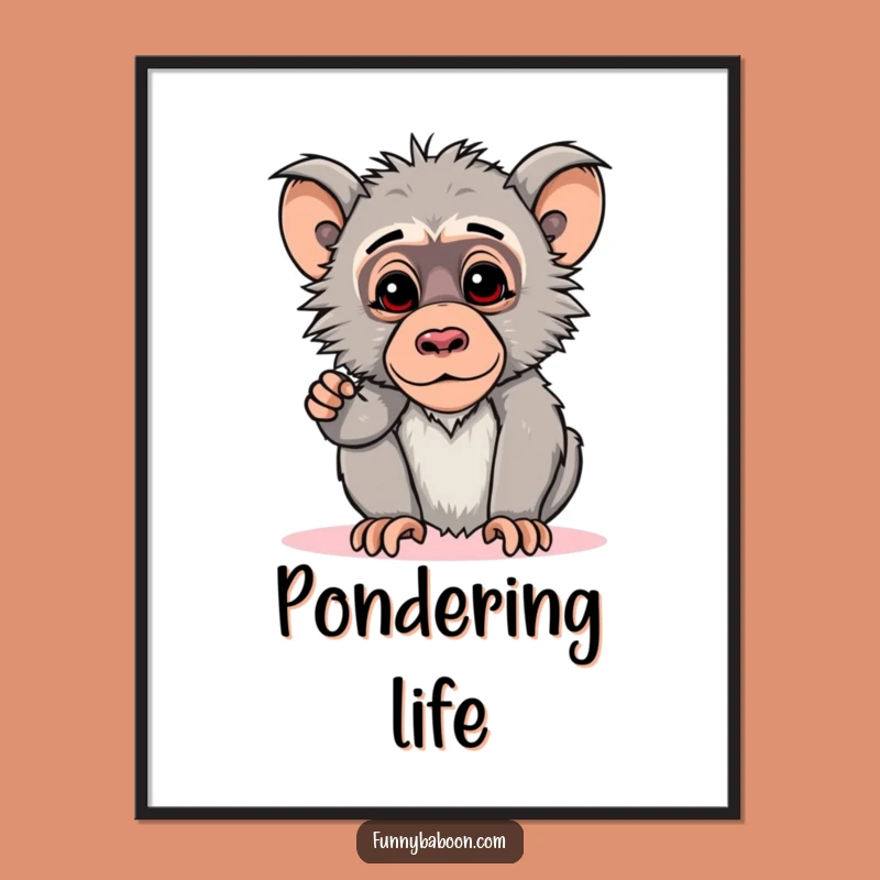 Funny Kawaii Baboon Pose Digital Print: Hilarious Primate Art for Instant Gifts