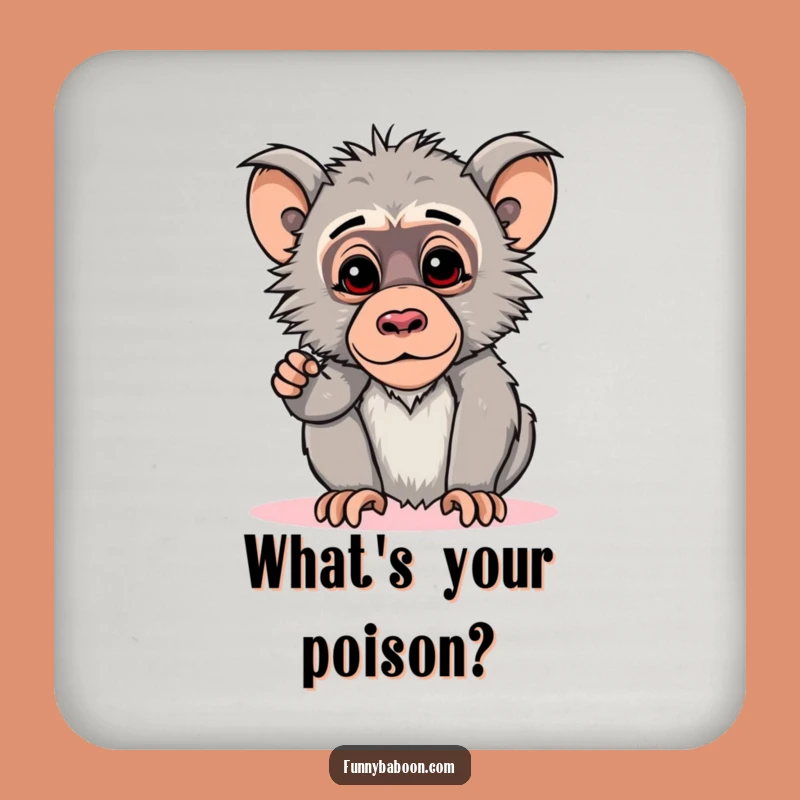 Funny Kawaii Baboon Pose Coaster: Hilarious Primate Drink Protector for Gifts