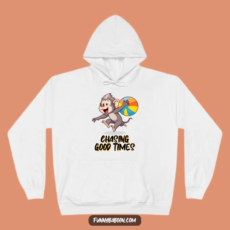 Funny Kawaii Baboon Leaping Hoodie: Cozy Primate Apparel for a Hilarious Gift