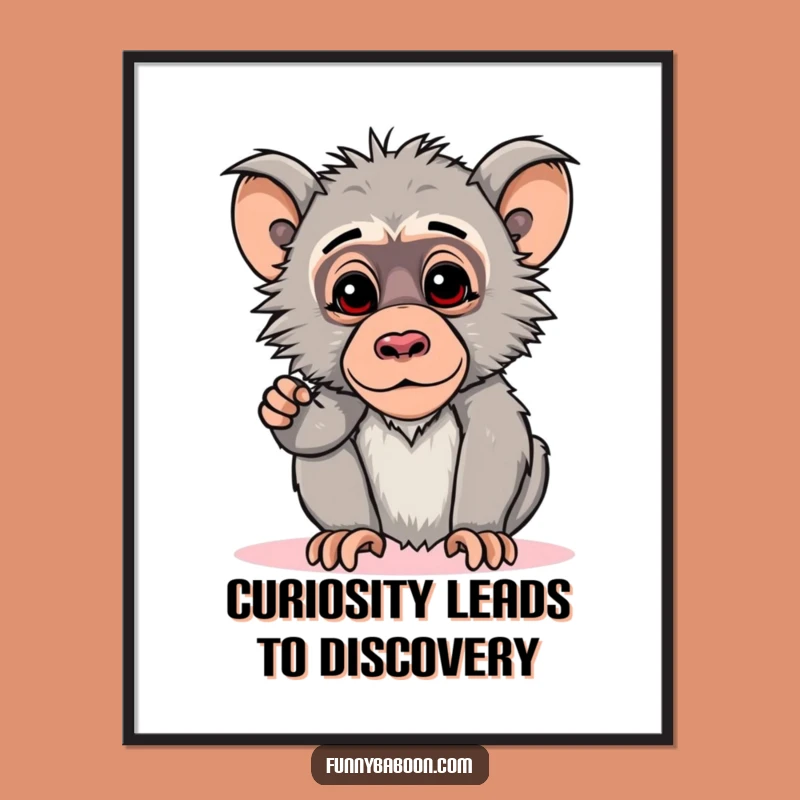 Free Printable Wall Art: Curious Baboon Pondering, Whimsical Downloadable Decor