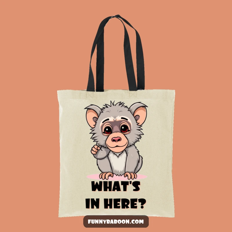 Funny Kawaii Baboon Pose Tote Bag: Hilarious Primate Accessory for Gifts